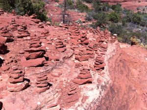 Visitors built many offerings on the way to the energy vortex at Boynton Canyon in Sedona.
